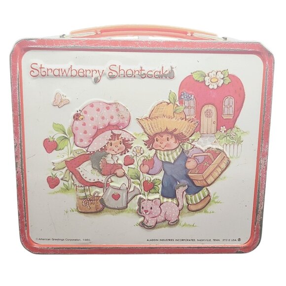 Aladdin Strawberry Shortcake Collectible Metal Lunch Box Tin & Thermos 1980 VTG - Picture 7 of 16